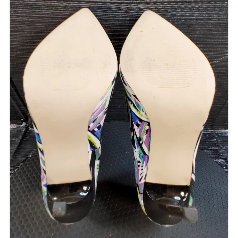 Madden Girl Women's Size 9.5M Purple Black White Green Heel Pump Shoe